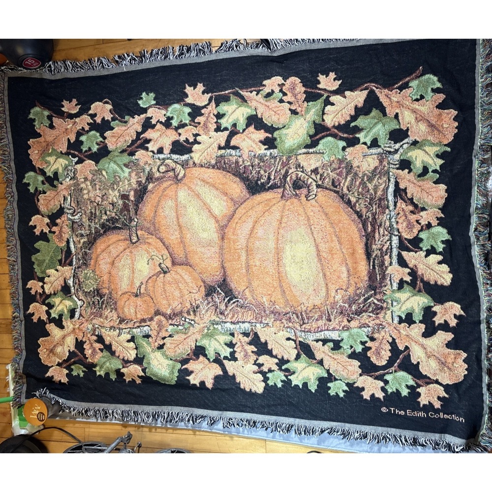 The Edith Collection Pumpkin Patch Throw Blanket Tapestry Fall Autumn FLAW